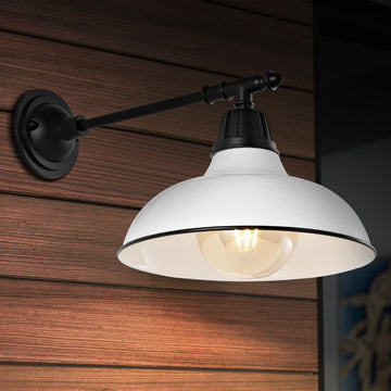 Wallace 12.25" Farmhouse Industrial Indoor/Outdoor Iron LED Victorian Arm Outdoor Sconce